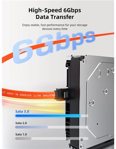 CABLETIME καλώδιο SATA III CT-SATA3, 6Gbps, 0.50m, πορτοκαλί