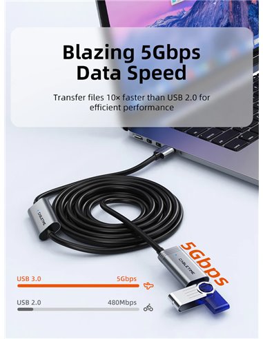 CABLETIME καλώδιο προέκτασης USB CT-AMAFA3, active, 5Gbps, 5m, μαύρο