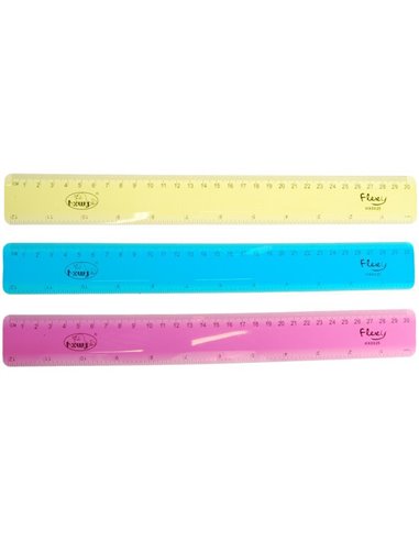 Χάρακας "Flexi" (εύκαμπτος) πλαστικός διάφανος διάφορα χρώματα 30εκ.