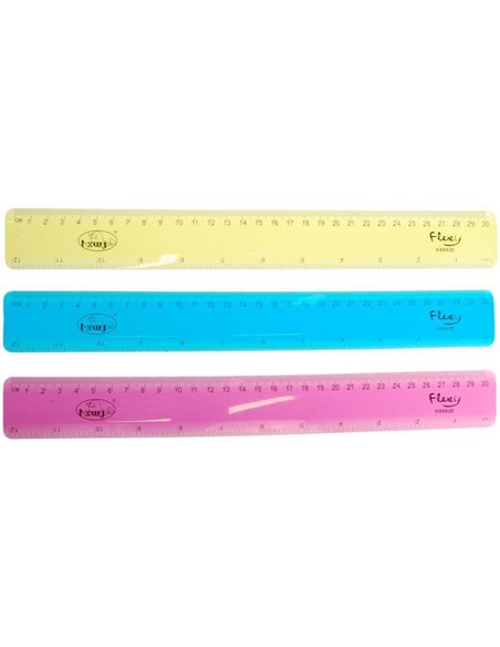 Χάρακας "Flexi" (εύκαμπτος) πλαστικός διάφανος διάφορα χρώματα 30εκ.