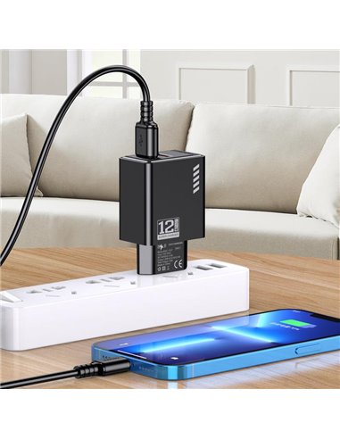 KAKUSIGA φορτιστής τοίχου KSC-1237, 2x USB, 12W, μαύρος