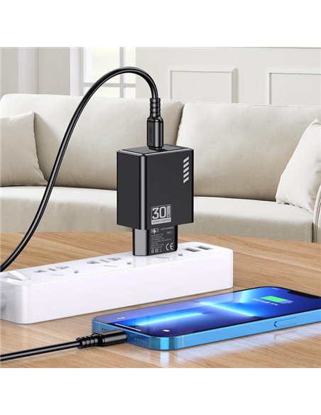 KAKUSIGA φορτιστής τοίχου KSC-1241, USB-C, 30W, μαύρος