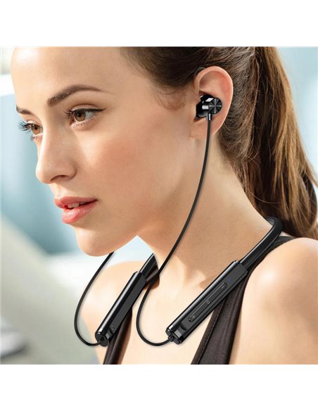 KAKUSIGA earphones KSC-1878 με μαγνήτη, Bluetooth, 10mm, 200mAh, μαύρα
