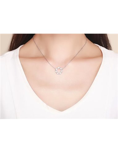 BAMOER κολιέ BSN028 με κυβική ζιρκόνια, ασήμι 925, ασημί