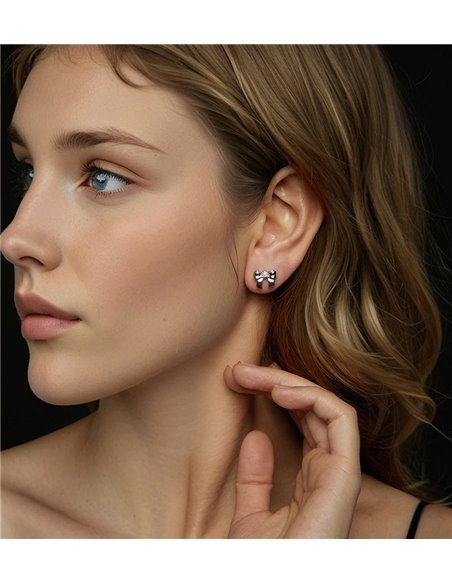 BAMOER σκουλαρίκια καρφωτά MSE085 με μοϊσσανίτη, ασήμι 925, ασήμι