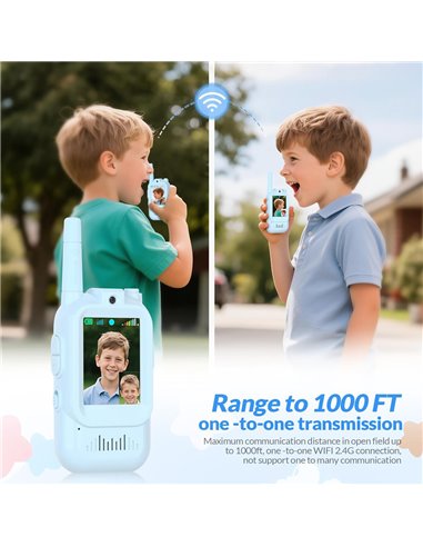 MAFITI παιδικά walkie talkie JK200 με οθόνη & κάμερα, 3+ ετών, επαναφορτιζόμενα, μπλε, 2τμχ
