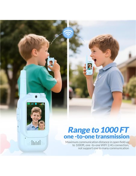 MAFITI παιδικά walkie talkie JK200 με οθόνη & κάμερα, 3+ ετών, επαναφορτιζόμενα, μπλε, 2τμχ