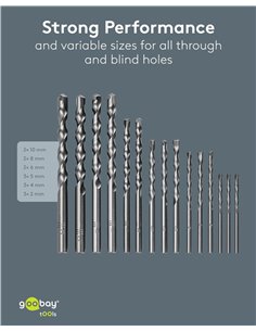 GOOBAY σετ τρυπάνια 77849 για τοίχο, χάλυβας άνθρακα/YG8, 3–10mm, κυλινδρικό, 15τμχ