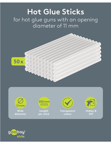 GOOBAY ράβδοι σιλικόνης 77853, Φ11mm x 200mm, διάφανο, 50τμχ