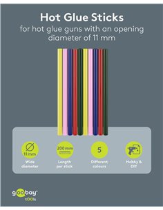 GOOBAY ράβδοι σιλικόνης 77856, Φ11mm x 200mm, διάφορα χρώματα, 10τμχ