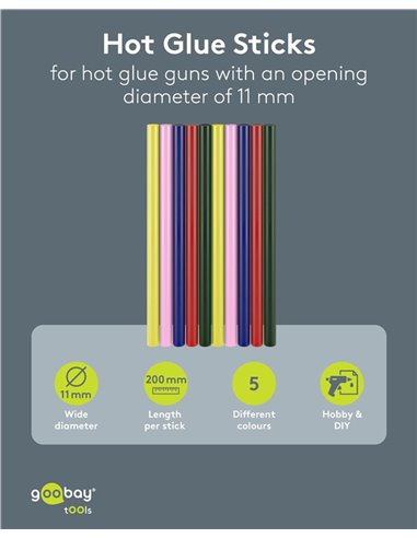 GOOBAY ράβδοι σιλικόνης 77856, Φ11mm x 200mm, διάφορα χρώματα, 10τμχ