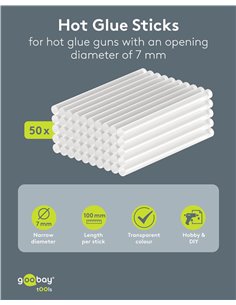 GOOBAY ράβδοι σιλικόνης 77851, Φ7mm x 100mm, διάφανο, 50τμχ