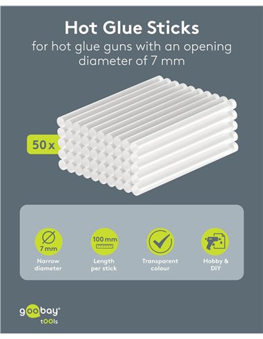 GOOBAY ράβδοι σιλικόνης 77851, Φ7mm x 100mm, διάφανο, 50τμχ