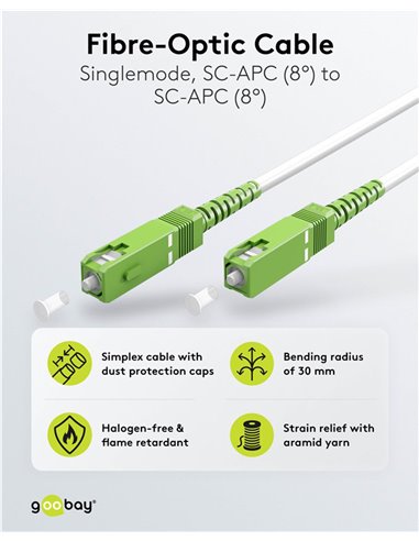 GOOBAY καλώδιο οπτικής ίνας SC-APC 59604, Singlemode OS2, 20m, λευκό