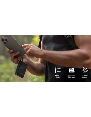 SILICON POWER power bank CP10 με καλώδιο USB-C, 2x θύρες εξόδου, 10000mAh, 20W, μαύρο