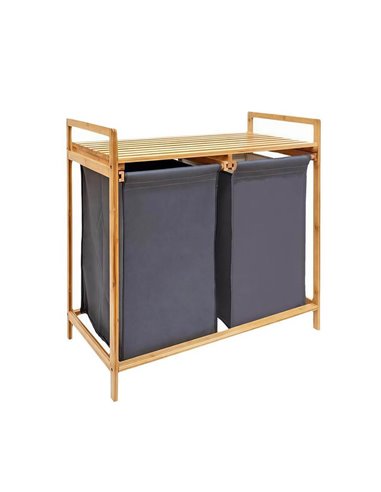 Καλάθι απλύτων διπλό Nextdeco μπαμπού Υ70x67x36.5εκ.