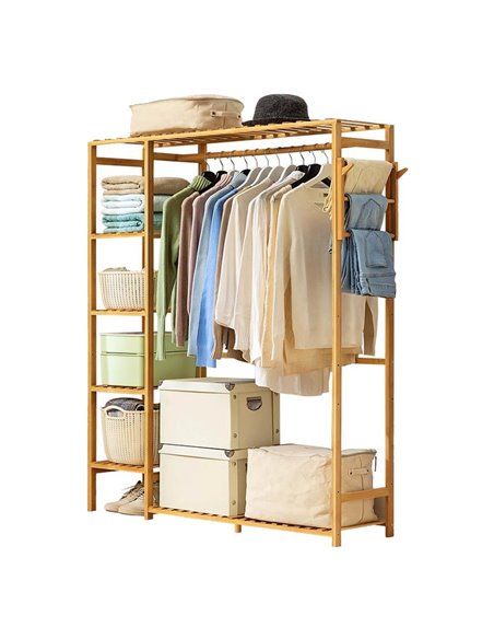 Κρεμάστρα ράγα οργάνωσης ρούχων Nextdeco μπαμπού Υ145x123x30εκ.