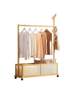 Κρεμάστρα ράγα οργάνωσης ρούχων με ρόδες Nextdeco μπαμπού Υ152x100x34εκ