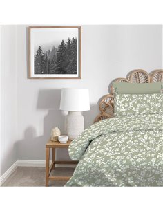 Σετ σεντόνια μονά Daisy olive από 100% βαμβάκι 175x260εκ.