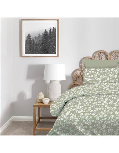 Σετ σεντόνια μονά Daisy olive από 100% βαμβάκι 175x260εκ.
