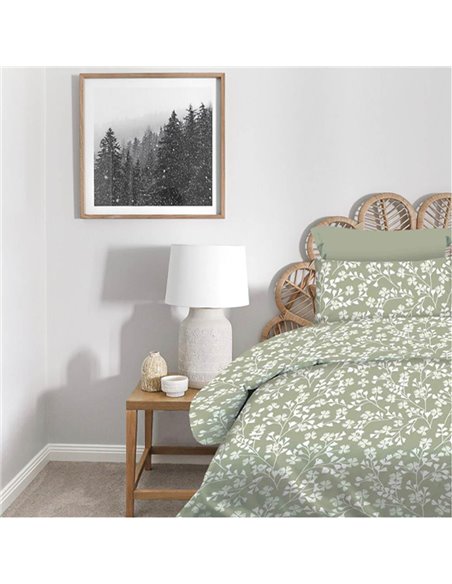 Σετ σεντόνια μονά Daisy olive από 100% βαμβάκι 175x260εκ.