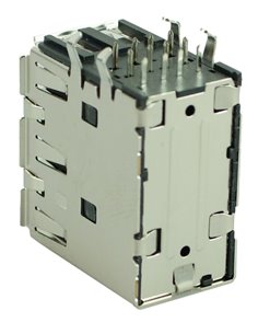 USB 2.0 Connector Triple, up, Silver/Black