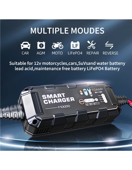 BYGD φορτιστής & συντηρητής μπαταρίας αυτοκινήτου F10000, 6V/2A 12V/10A