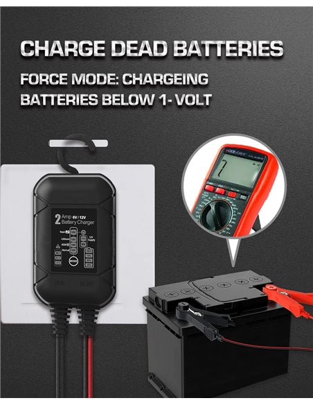 BYGD φορτιστής & συντηρητής μπαταρίας αυτοκινήτου S2000, 6-12V/2A