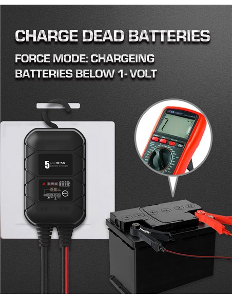 BYGD φορτιστής & συντηρητής μπαταρίας αυτοκινήτου S5000, 6V/2A 12V/5A