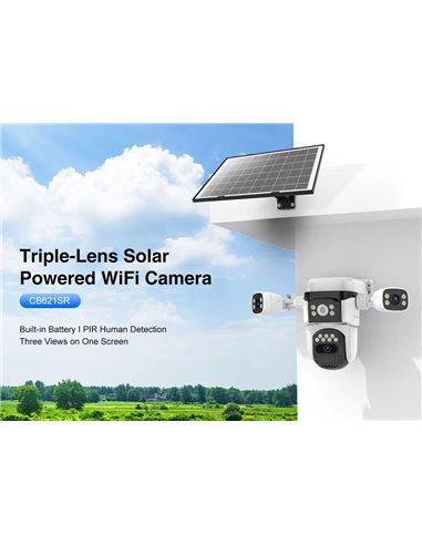 VSTARCAM smart ηλιακή κάμερα CB621SR, triple lens, 2MP, WiFi, SD, PTZ, IP66