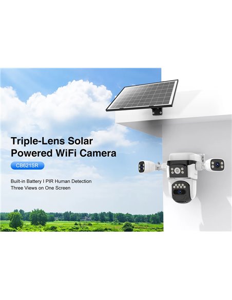 VSTARCAM smart ηλιακή κάμερα CB621SR, triple lens, 2MP, WiFi, SD, PTZ, IP66