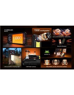 OUKITEL smartphone WP53 με ηχείο 3W, 6.52", 8/128GB, 11000mAh, IP68/IP69K/MIL-STD-810H, μαύρο