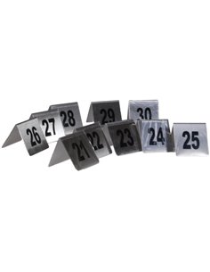 Αριθμοί τραπεζιού inox τύπου Λ, σετ 21-30 Υ5x5εκ. βάση