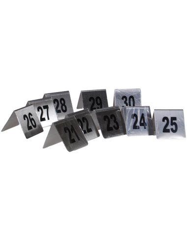 Αριθμοί τραπεζιού inox τύπου Λ, σετ 21-30 Υ5x5εκ. βάση