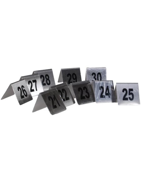 Αριθμοί τραπεζιού inox τύπου Λ, σετ 21-30 Υ5x5εκ. βάση