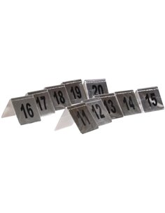 Αριθμοί τραπεζιού inox τύπου Λ, σετ 11-20 Υ5x5εκ. βάση