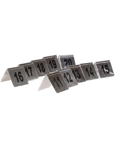 Αριθμοί τραπεζιού inox τύπου Λ, σετ 11-20 Υ5x5εκ. βάση