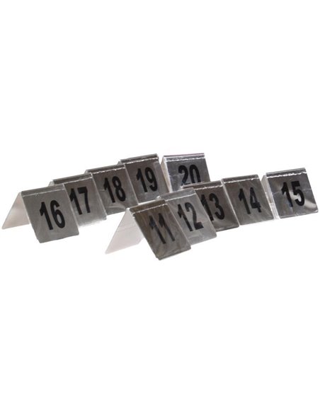 Αριθμοί τραπεζιού inox τύπου Λ, σετ 11-20 Υ5x5εκ. βάση