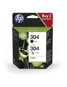 Ink HP No 304 2-pack Black-Tri-color Original Ink Cartridges(3JB05AE)