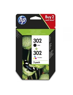 Ink HP No 302 2-pack Black-Tri-color Original Ink Cartridges (X4D37AE)