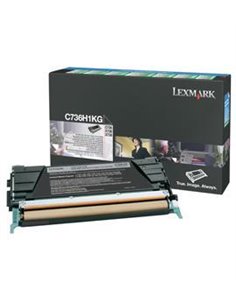Toner Laser Lexmark C736H1K Black High Yield 12K Pgs
