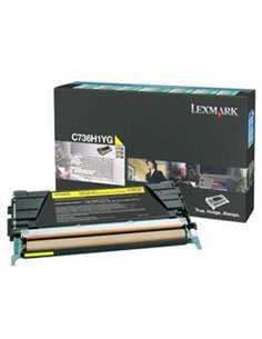 Toner Laser Lexmark C736H1Y Yellow High Yield 10K Pgs