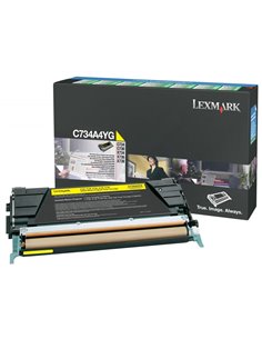 Toner Laser Lexmark C734A6Y Yellow Standard 6K Pgs