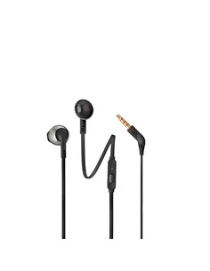 JBL T205Ε, InEar Universal Headphones 1-button Mic,Remote (Black) - JBLT205BLKE