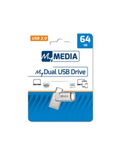 MyMedia My Dual USB Drive 64GB, USB 2.0 + USB C (by Verbatim) - 69267