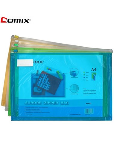 Comix τσαντάκι με φερμουάρ Α4 Υ25x35x3εκ.