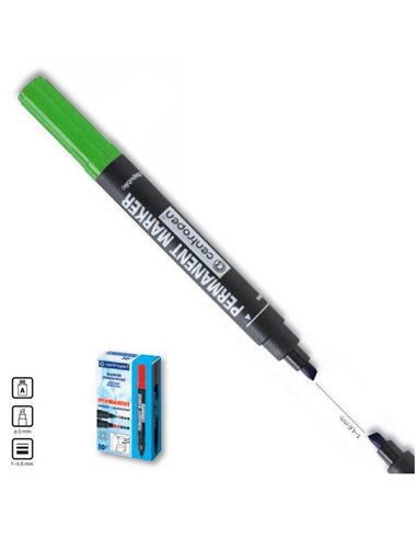 Centropen μαρκαδόρος ανεξίτηλος πράσινος τετράγωνη μύτη 1-4,6mm