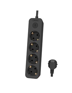 Philips CHP2145B.GRS Πολύπριζο 4 θέσεων με προστασία και καλώδιο 1.5m Μαύρο