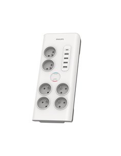 Philips SPN7060WA.GRS Πολύπριζο ασφαλείας 6 θέσεων με 1 USB Type-C 15 W και 4 USB Type-A 20 W