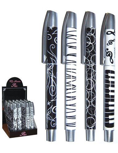 Στυλό ball pen Άσπρο-Μαύρο" σταντ 36τεμ.